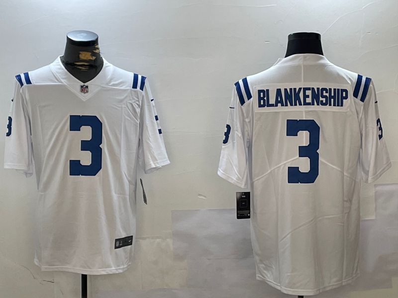 Men Indianapolis Colts 3 Blankenship White Second generation 2024 Nike Limited NFL Jersey style 1
